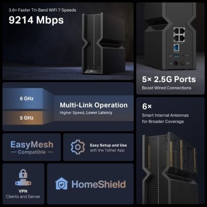 TP-Link - Dreiband-Wi-Fi-7-Router Archer BE550