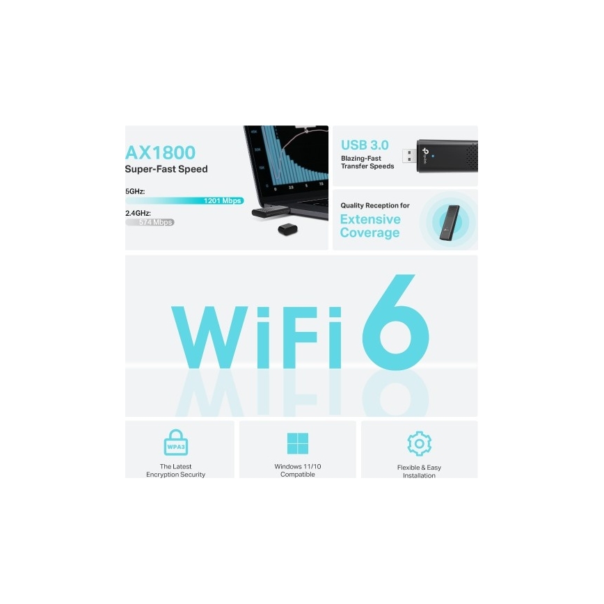 TP-Link - Dualband kabelloser USB-Adapter mit Wi-Fi 6