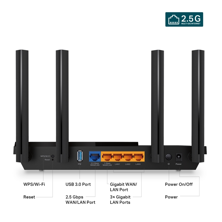 TP-Link - Dualband-Multigigabit-Wi-Fi-6-Router mit 2,5G-Port Archer AX55 Pro