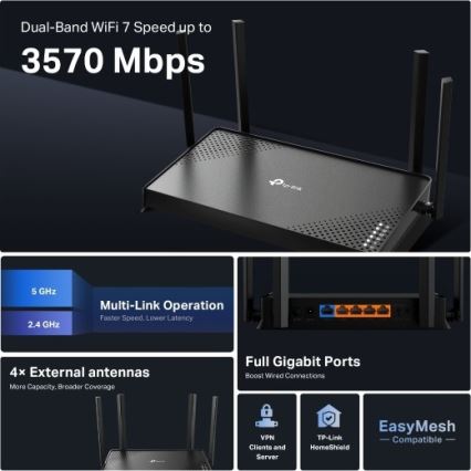 TP-Link - Dualband-Wi-Fi-7-Router Archer BE220