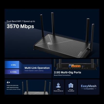 TP-Link - Dualband Wi-Fi 7 Router Archer BE230
