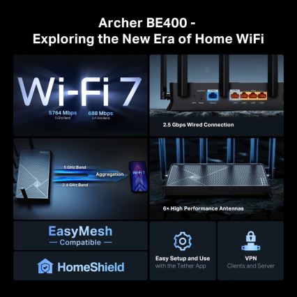 TP-Link - Dualband-Wi-Fi-7-Router Archer BE400