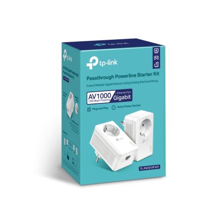 TP-Link - Gigabit-Powerline-Set mit Durchgangssteckdose