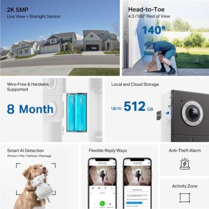 TP-Link - Smart Video-Türklingel mit Sensor 2K 10000 mAh IP66 Wi-Fi