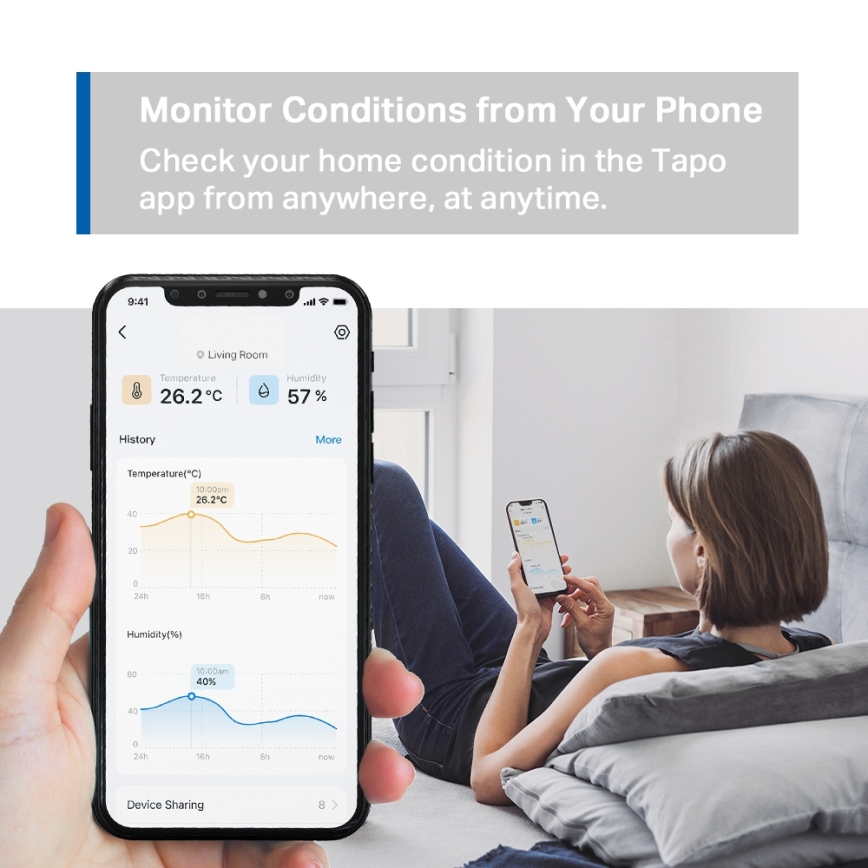 TP-Link - Intelligenter Monitor zur Messung von Temperatur und Luftfeuchtigkeit 2xAAA WLAN