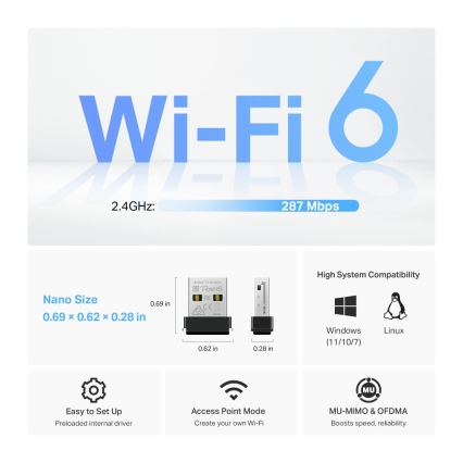 TP-Link - Kabelloser Nano-USB-Adapter mit Wi‑Fi 6