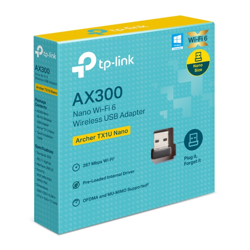 TP-Link - Kabelloser Wi-Fi 6 USB Nano-Adapter Archer TX1U Nano