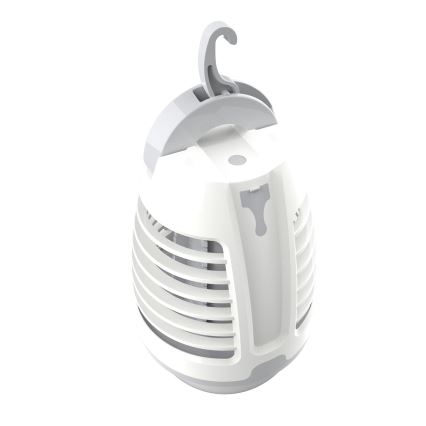 Tragbare, aufladbare LED-Leuchte mit Insektenfalle LED/5W/1800 mAh IPX4 weiß/grau