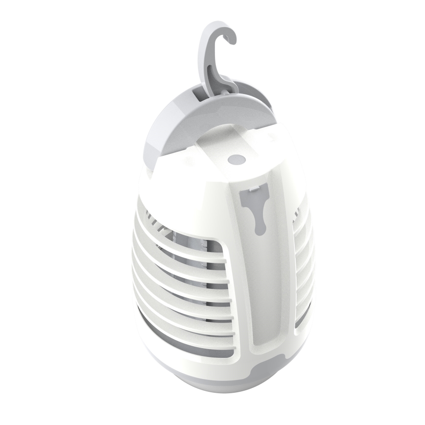 Tragbare, aufladbare LED-Leuchte mit Insektenfalle LED/5W/1800 mAh IPX4 weiß/grau