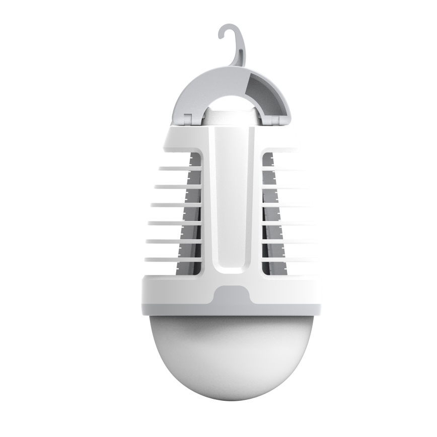 Tragbare, aufladbare LED-Leuchte mit Insektenfalle LED/5W/1800 mAh IPX4 weiß/grau