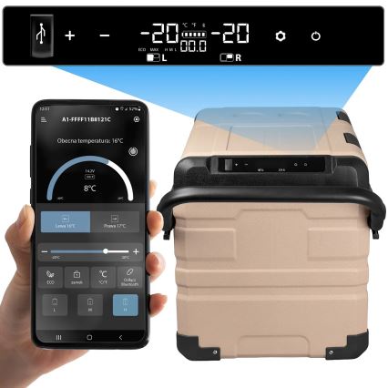 Tragbare Auto-Kühlbox mit LCD-Anzeige 39 l 230V/12V/24V braun