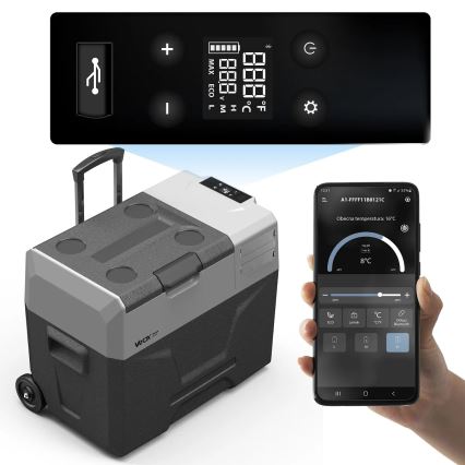 Tragbare Auto-Kühlbox mit LCD-Anzeige 40 l 230V/12V/24V schwarz