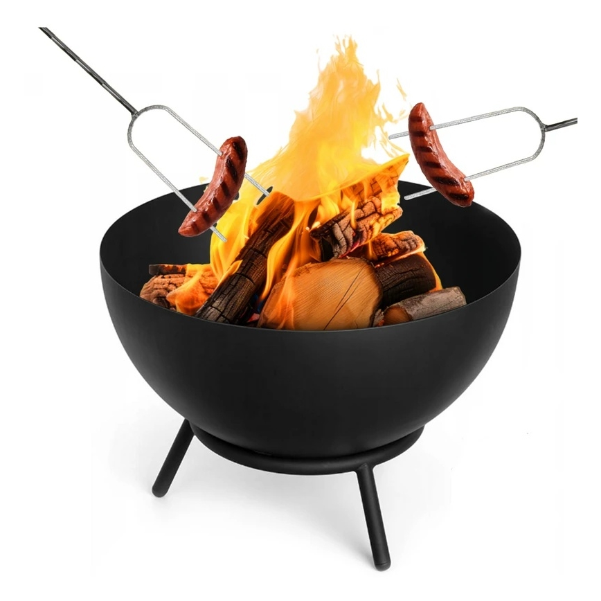 Tragbare Feuerstelle für Holz, 57x30 cm, schwarz