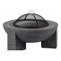 Tragbare Feuerstelle mit Grillrost 74x30 cm schwarz/dunkler Granit