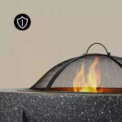 Tragbare Feuerstelle mit Grillrost 74x30 cm schwarz/dunkler Granit