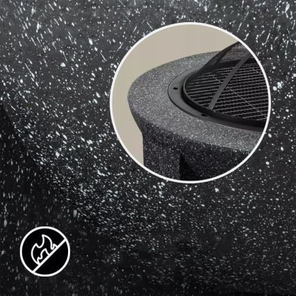 Tragbare Feuerstelle mit Grillrost 74x30 cm schwarz/dunkler Granit