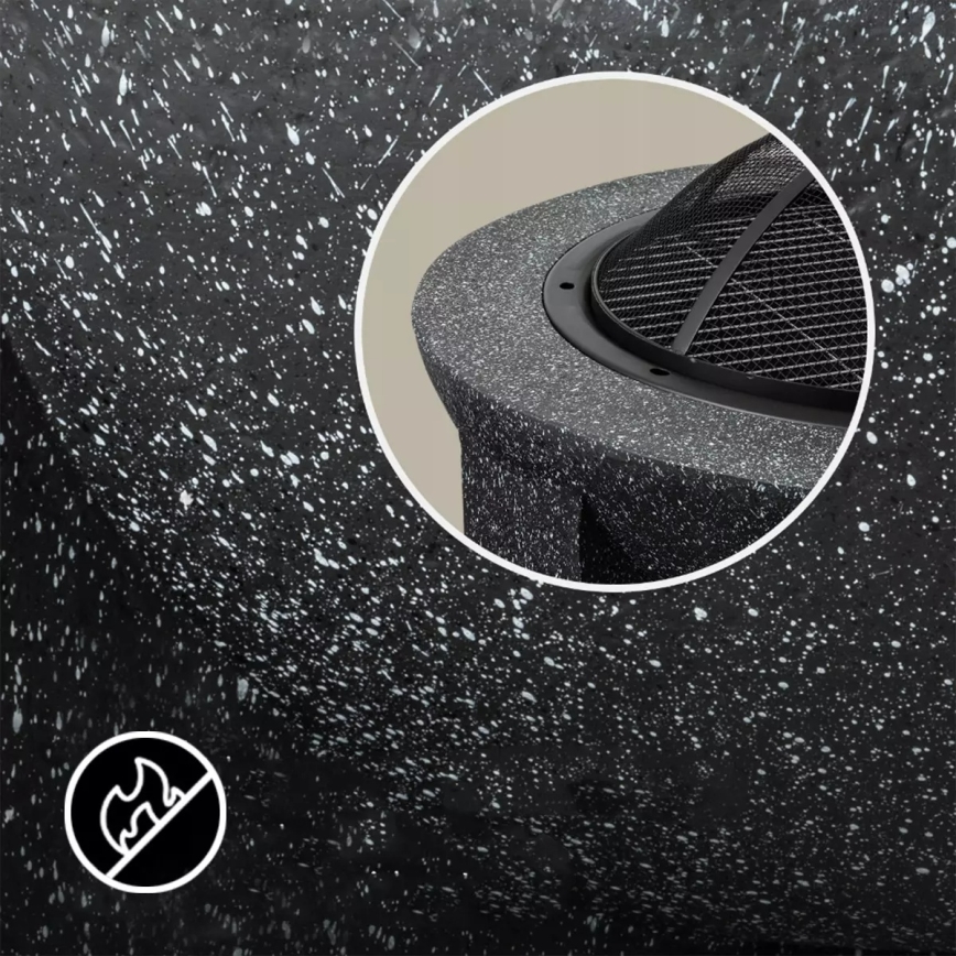 Tragbare Feuerstelle mit Grillrost 74x30 cm schwarz/dunkler Granit