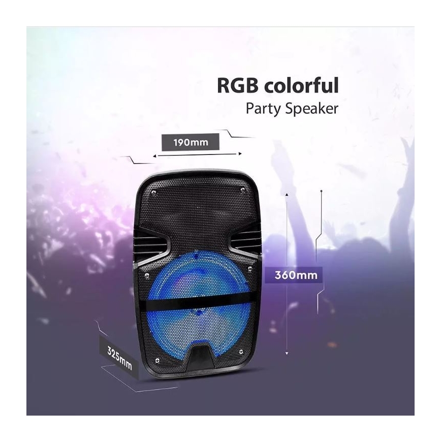 Tragbarer Bluetooth-Lautsprecher mit Mikrofon 15W/3,7V LED RGB + FB