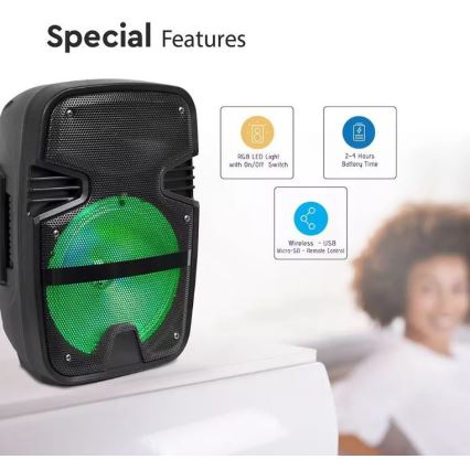 Tragbarer Bluetooth-Lautsprecher mit Mikrofon 15W/3,7V LED RGB + FB