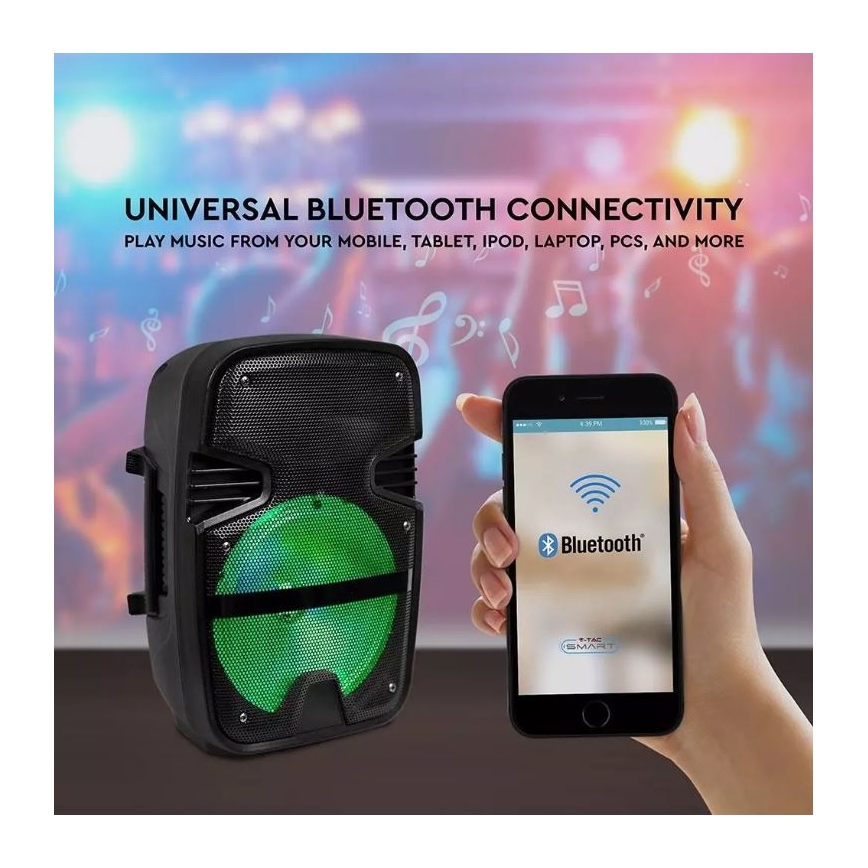 Tragbarer Bluetooth-Lautsprecher mit Mikrofon 15W/3,7V LED RGB + FB