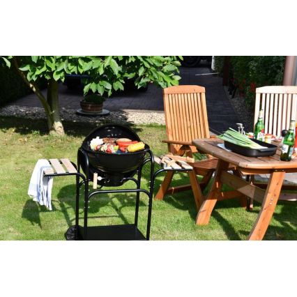 Tragbarer Holzkohlegrill schwarz/holz