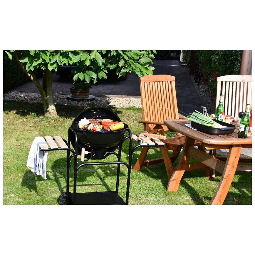 Tragbarer Holzkohlegrill schwarz/holz