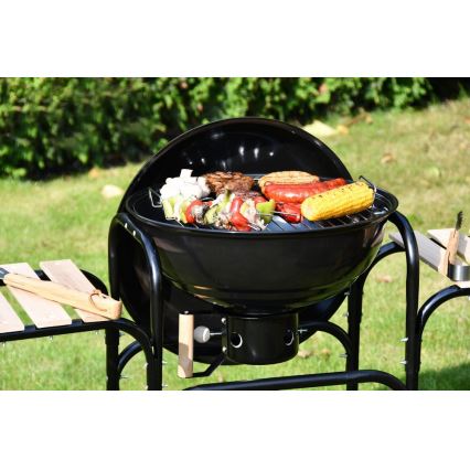 Tragbarer Holzkohlegrill schwarz/holz