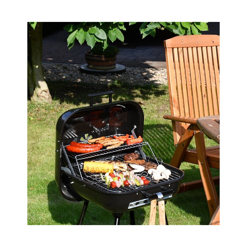 Tragbarer Holzkohlegrill schwarz