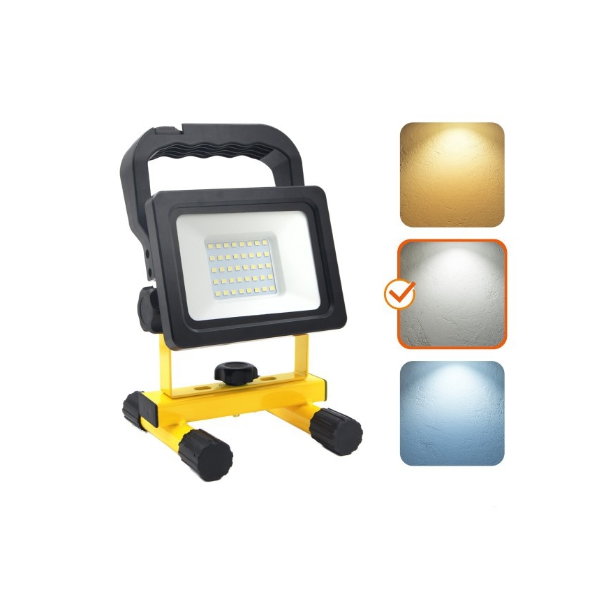 Dimmbarer tragbarer LED-Strahler TIGRA LED/20W/3,7V 4000K IP54 4400 mAh schwarz/gelb