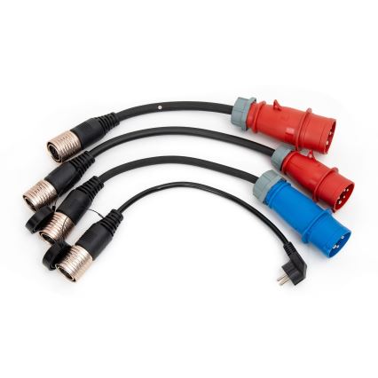 Tragbares Ladegerät für Elektrofahrzeuge mit 4 Type-2-Adaptern 32A/480V 22kW 5m IP67