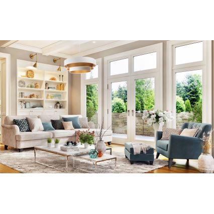 Deckenleuchte an Kabel TRINITI 1xE27/60W/230V weiß/gold