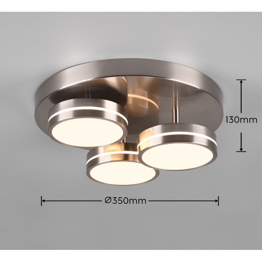 Trio - dimmbare LED-Deckenleuchte FRANKLIN 3x LED / 8,5 W / 230 V / 3000 K Ø 35 cm mattchrom