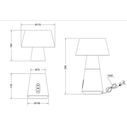 Trio - Dimmbare LED-Tischleuchte mit Bluetooth-Lautsprecher und USB LED/4,5W/230V