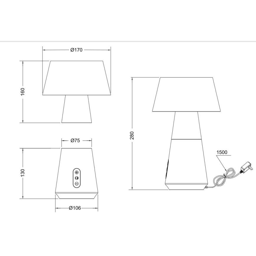 Trio - Dimmbare LED-Tischleuchte mit Bluetooth-Lautsprecher und USB LED/4,5W/230V