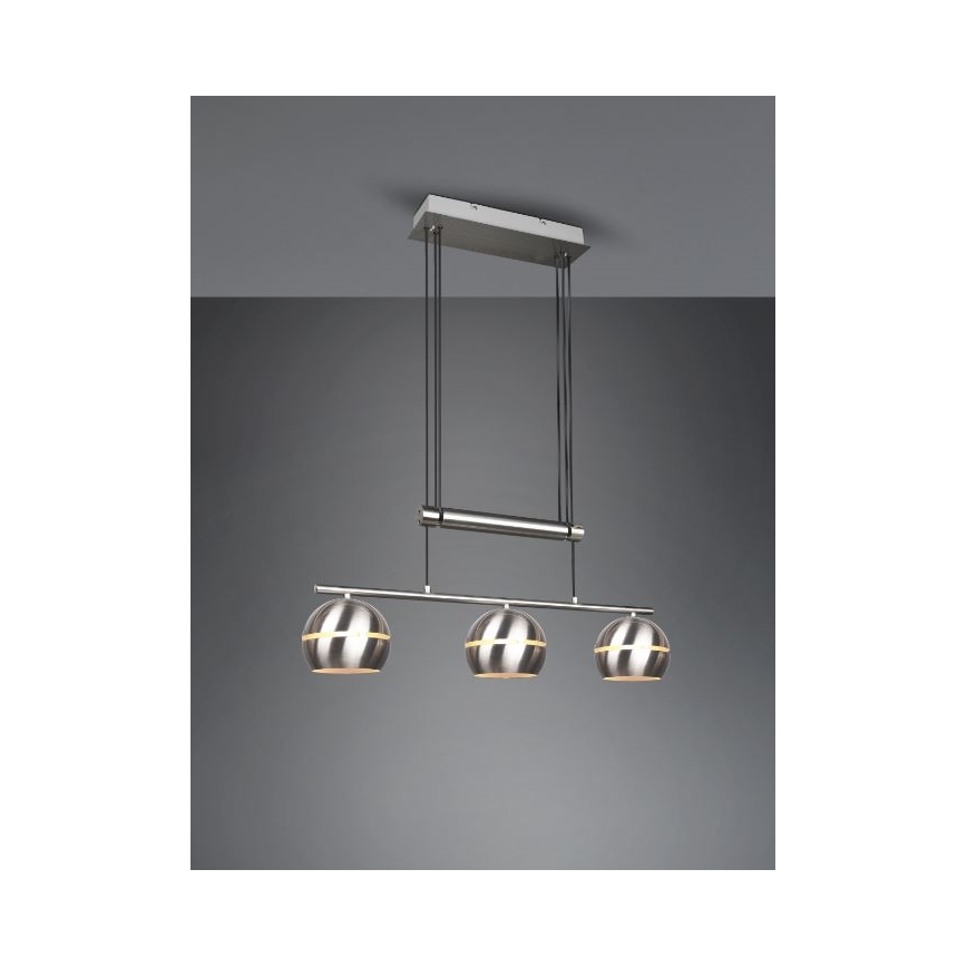 Trio - Hängeleuchte an Schnur FLETCHER 3xE14/40W/230V mattes Chrom