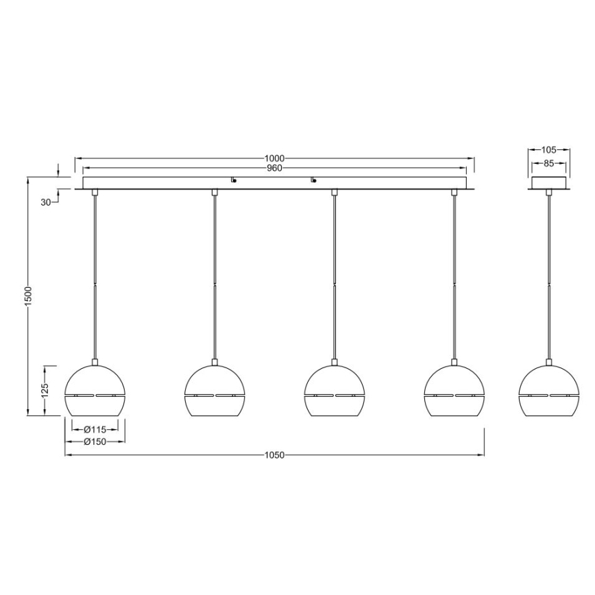 Trio - Hängeleuchte an Schnur FLETCHER 4xE14/40W/230V Messing