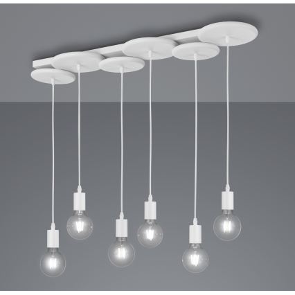 Trio - Kronleuchter an einer Schnur DISCUS 6xE27/28W/230V weiß