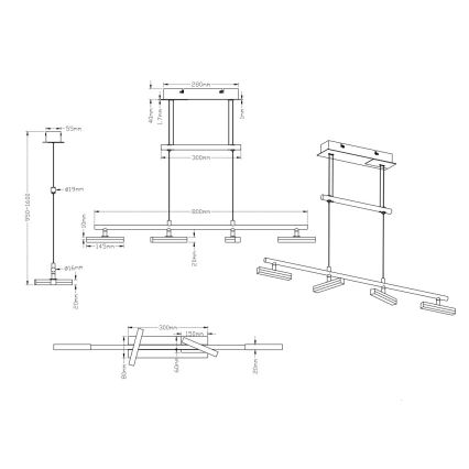 Trio - LED dimmbarer Kronleuchter an Schnur OPIUM 4xLED/4W/230V