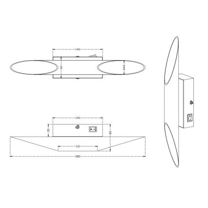 Trio – LED-Wandbeleuchtung BOLERO 2xLED/3,1W/230V CRI 90 mattes Chrom