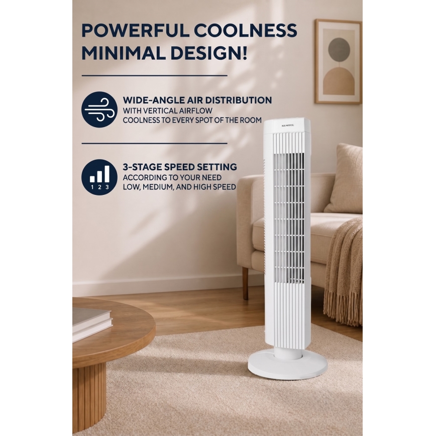 Turmventilator 50W/230V 74,5 cm weiß