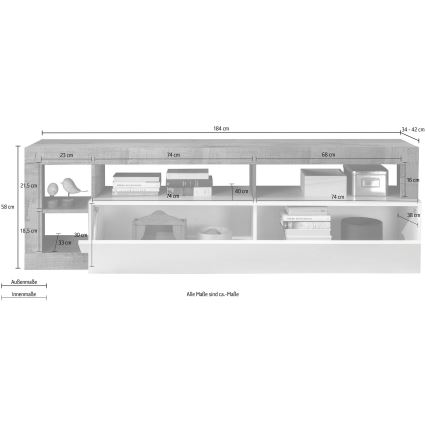 TV-Board LENOR weiß/Eiche
