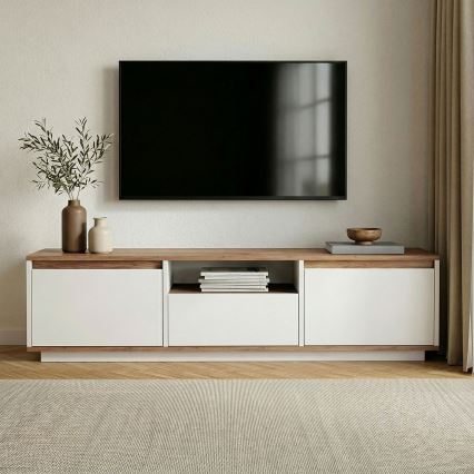 TV-Lowboard KREDE 160x30 cm weiß/Kiefer