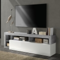 TV-Lowboard LENOR weiß/grau in Betonoptik