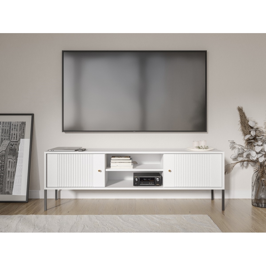 TV-Lowboard LUE Weiß/Schwarz