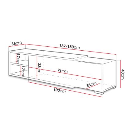 TV-Tisch CLIF 40x180 cm weiß