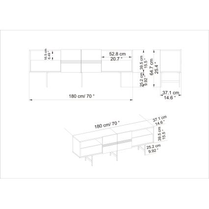 TV-Tisch DERIN 65x180 cm schwarz