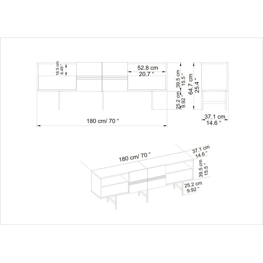 TV-Tisch DERIN 65x180 cm schwarz