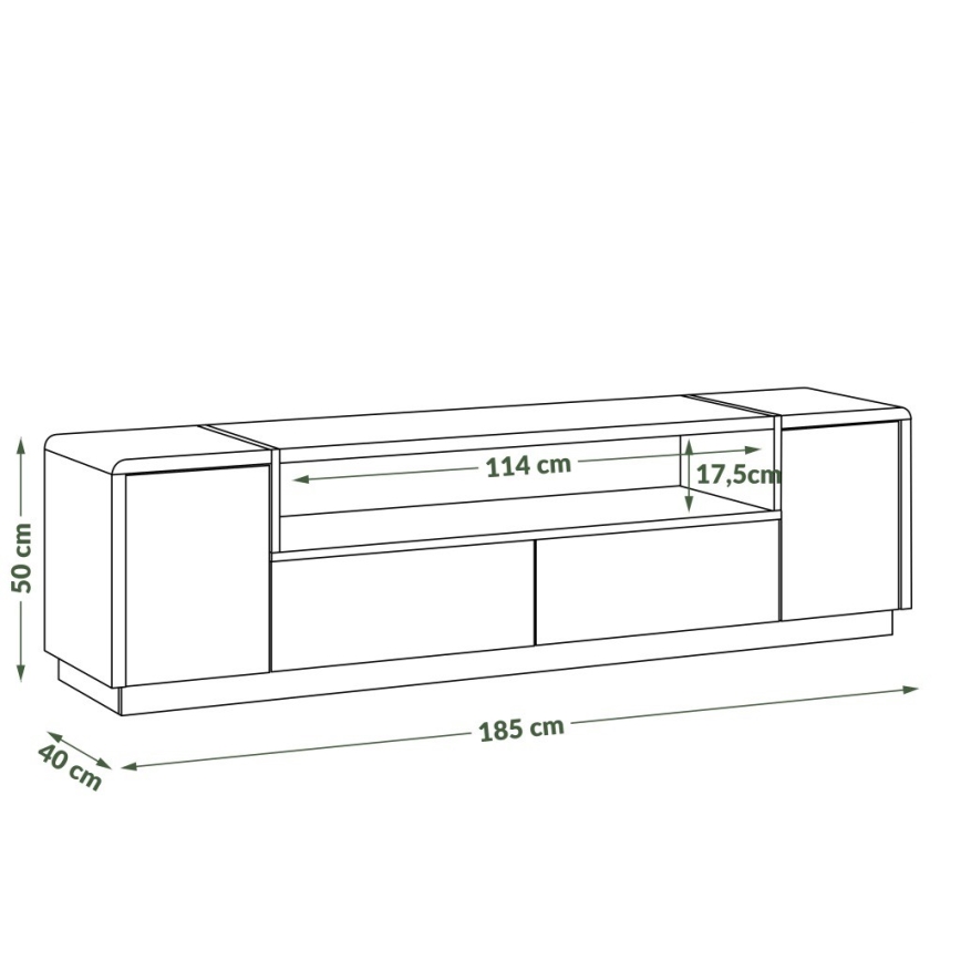 TV-Tisch FRED anthrazit/Eiche Artisan