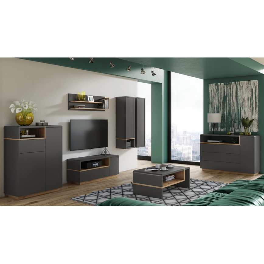 TV-Tisch FRED anthrazit/Eiche Artisan