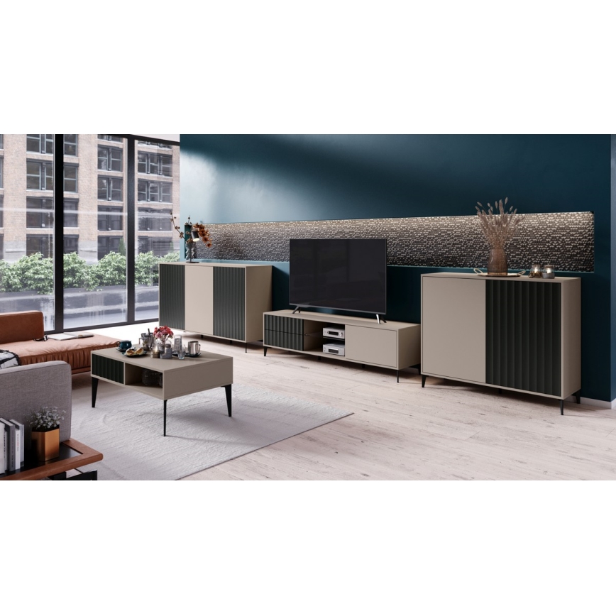 TV-Tisch mit Schubladen RONJA taupe/schwarz